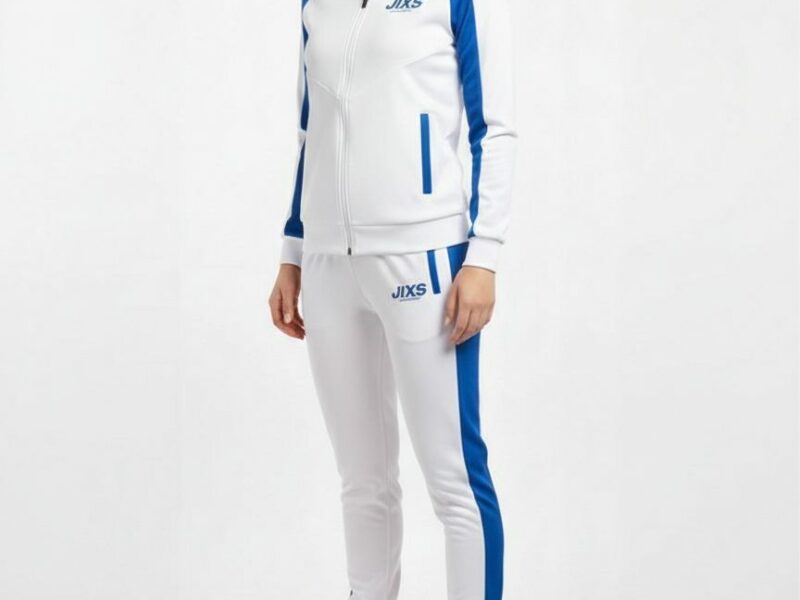 ensemble-survetement-femme-blanc-bleu-royal-jixs JIXS Tracksuit Elite Femme Blanc Bleu Royal