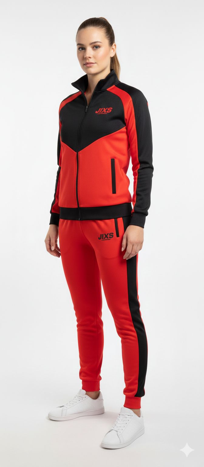 JIXS Tracksuit Elite Femme Rouge Noir