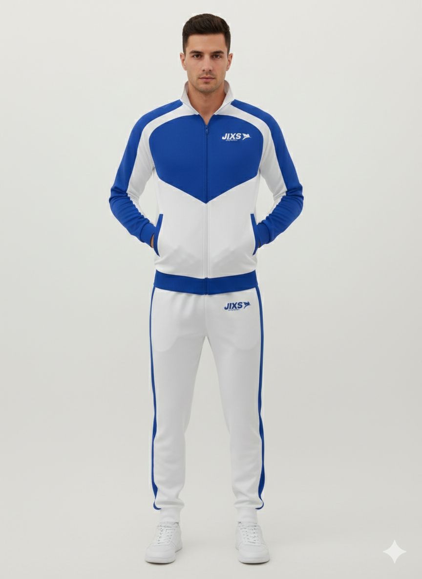 JIXS Tracksuit Elite Homme Blanc Bleu Royal