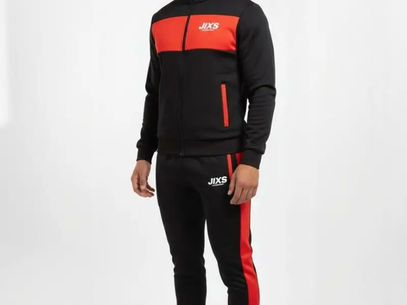 ensemble-survetement-homme-noir-rouge-jixs Ensemble survêtement homme noir rouge JIXS Performance