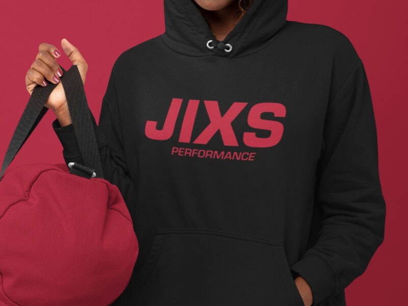 hoodie-sport-femme-noir-rouge-jixs-bold JIXS Bold Hoodie Femme Noir