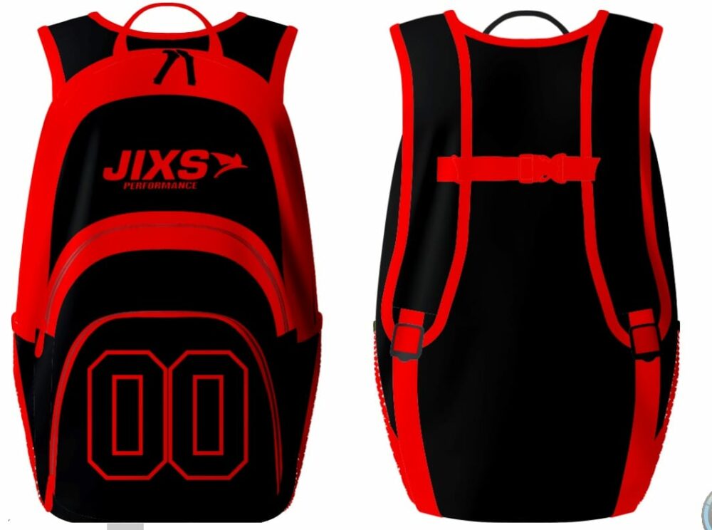 Sac à dos sport JIXS Performance Noir Rouge — sac de sport homme grande capacité bretelles rembourrées
